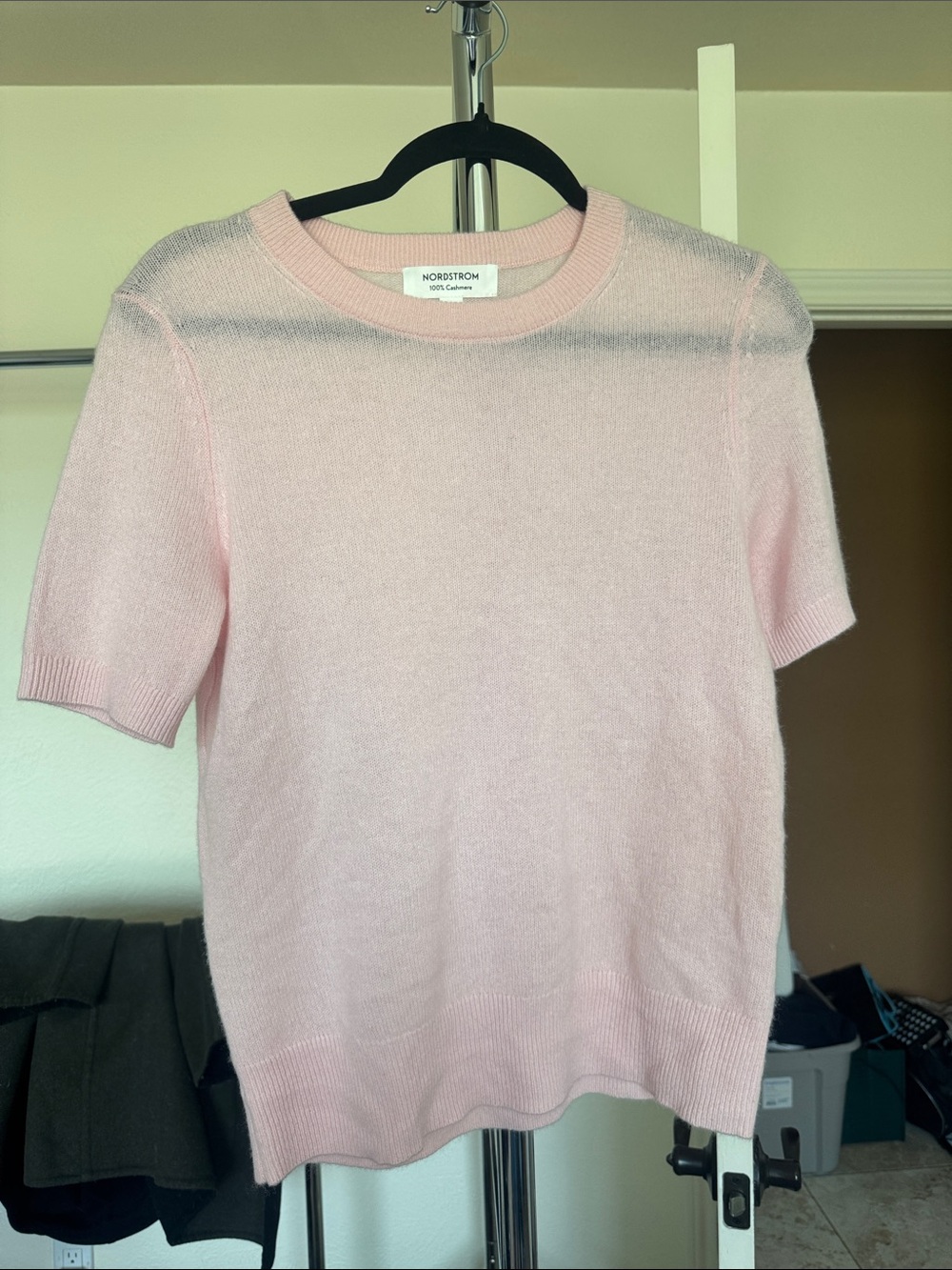 Nordstrom Pale Pink Short-Sleeve Crewneck Sweater